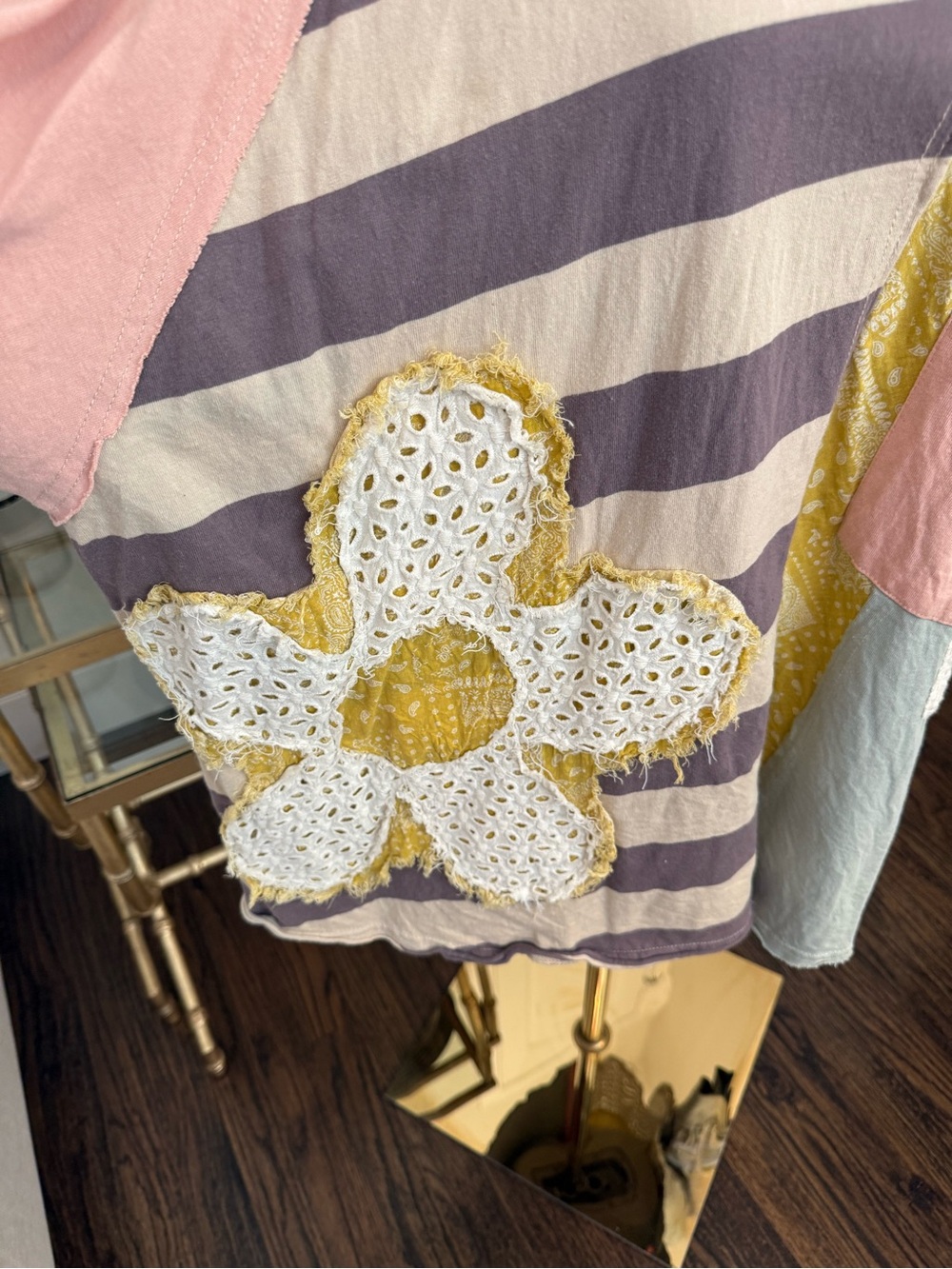 Oli & Hali Daisy Patched Mixed Fabric Top - Picture 4 of 6